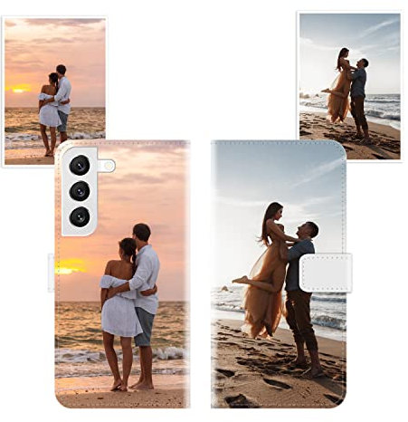 Sunrive Personalisierte hülle kompatibel mit Samsung Galaxy S22 5G Handyhülle Benutzerdefiniert,Schutzhülle Lederhülle handykette universal Etui mit Eigenem Foto Bild Text Individuelle
