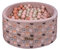 Flumi Personalisierte Bällebad Baby ab 1 Jahr - Bällepool Kinder 90x40cm mit 200 Bällebad Bälle ∅ 7cm in EU hergestellt - Oeko-TEX und CE-Zertifiziert - (Beige/Bärchen)