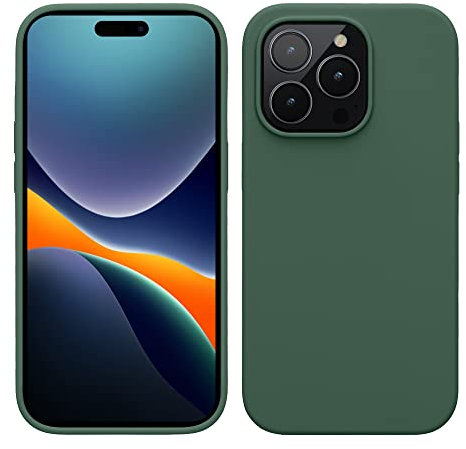kwmobile Case for iPhone 14 Pro Case - Slim Soft TPU Silicone Cover - Works with Wireless Charging - Forest Green