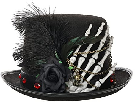 BLESSUME Steampunk Hut Gothic Unisex Halloween Karneval Cosplay (Schwarz 1, L)