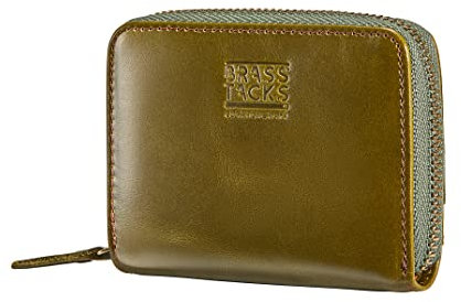 Porta Carte Credito Portatessere Portafoglio Piccolo Compatto Mini Slim da Donna Uomo in Vera Pelle con Tasca Posteriore con Protezione Rfid 11 Scomparti per Carte con Cerniera(Verde)