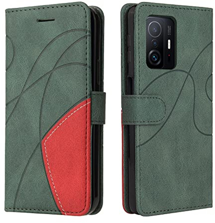 CXTcase Handyhülle für Xiaomi 11T/Xiaomi 11T Pro, Flip PU Leder Hülle Cover, Modisch Flip Case für Xiaomi 11T Pro Handytasche Schutzhülle, Grün