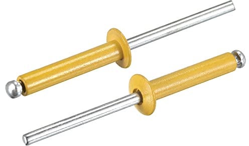 sourcing map Aluminum Blind Rivets, 4mm x 20mm (5/32 x 25/32) Open End Rivet Flat Round Head for Joining Metal Plate Leather, Gold Tone 200 Pcs