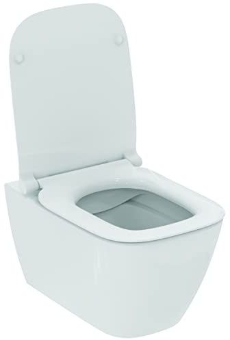Ideal Standard I.Life B - Set WC sospeso senza flangia RimLs+, lunghezza 54,5 cm, sedile ultra sottile e freno di caduta, colore: Bianco T533001