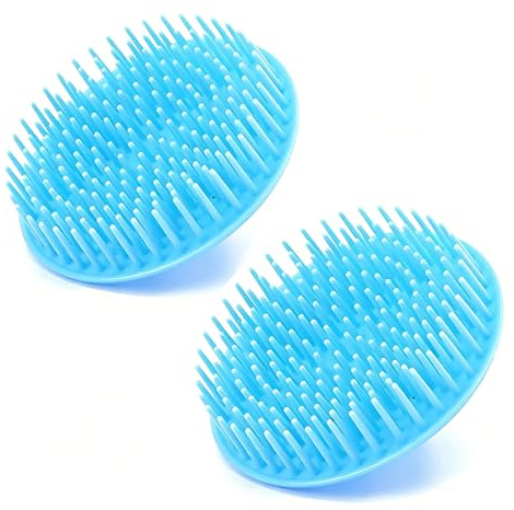 2 Pack Hair Scalp Massager Shampoo Brush Shower Head Scrubber Cleanser Massage Comb for Hair Growth Ease Dandruff Removal and Head Relaxation for Women and Men or Pets (Blue)