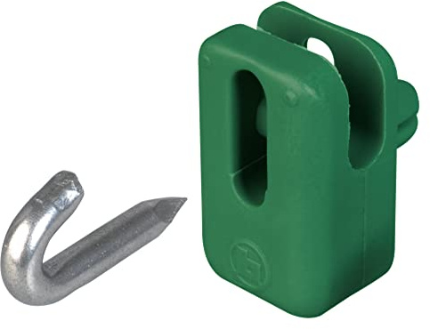 Alberts 655860 Drahthalter | für Spann- und Stacheldrähte | Kunststoff, grün RAL 6005 | 25 x 15 x 10 mm