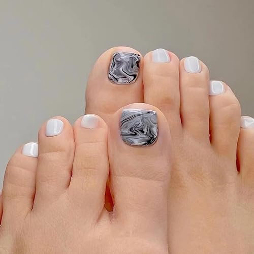 VEBONNY VEBPONNY FT-006 Lot de 24 faux ongles carrés blancs en forme de cercueil pour femmes et filles