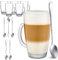 Cosumy 12 Latte Macchiato Gläser mit Henkel und Löffel - 300ml - Hält lange warm - Ideale Größe für Kaffeevollautomaten - Spülmaschinenfest
