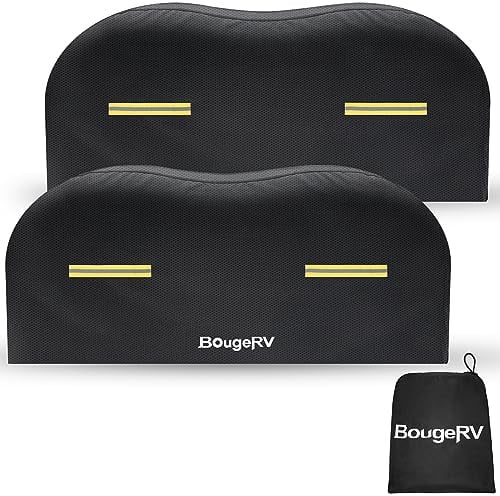 BougeRV RV Tire Covers, Dual Axle Wheel Cover (2 Packs) Fits 30-33 Diameter Tires, Waterproof Anti-UV Tire Covers Accessories with Reflective Tape for RV/Trailer/Truck, Black