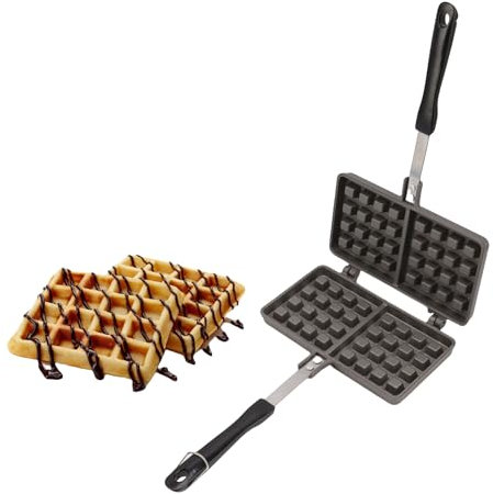 Topyond Máquina para Hacer Gofres De Aleación De Aluminio, Sartén para Hornear Panqueques, Herramienta Hierro para Deliciosos Gofres Y Panqueques Caseros Sartenes Hierro Fundido