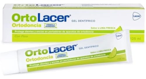 ORTOLACER - Gel Dentífrico 125ml, para Aparatos de Ortodoncia, Protege el Esmalte de los Dientes, Triple Protección, Protección Frente a Caries, Desmineralización y la Inflamación de las Encías