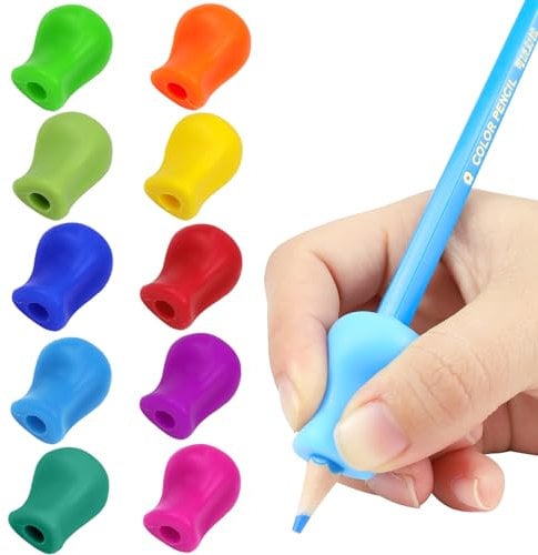 PROPOG 10 Stück Schreibhilfe für Stift Kinder, Stifthalter Kinder Hilfe Silikon Schreibhilfe Stifthaltung Ergonomische Stifte Kinder für Linkshänder oder Rechtshänder