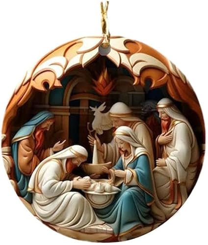 Weihnachtskrippe, für Weihnachtsbaum, Geburt Jesus, christliches Dekor, Geschenk, Weihnachtskrippe, Vintage-Geburt, christliche Ornamente für Weihnachtsfeier (F)