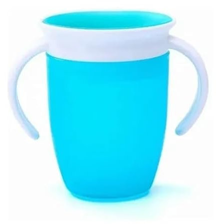 Bicchiere in Silicone per Bambini da 240 Ml con Chiusura a 360 Gradi, Doppi Manici, Colore Brillante per Viaggi a Casa (BLUE)