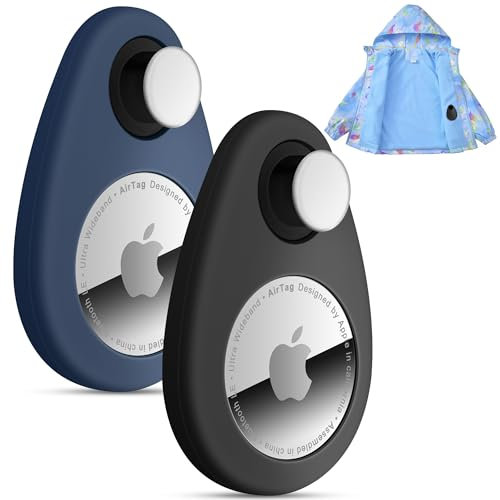 Lulaven für Airtag-Halterung für Kinder,versteckte GPS-Tracker-Hülle,Anti-Emoval,für Airtag-Silikonhülle mit Pins, geeignet für Kinder,ältere Menschen,Haustiere(Marineblau, Schwarz)