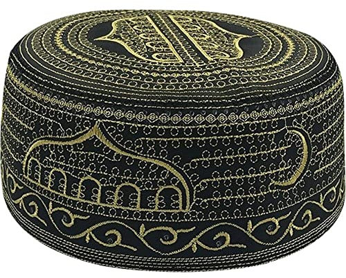 Lpitoy Männer Kufi Muslim Gebetshut Islamisches Gebet Kufi Hut Arabische Gestickte Schädeldecke Hajj Moschee Kopfbedecke Mütze Mütze