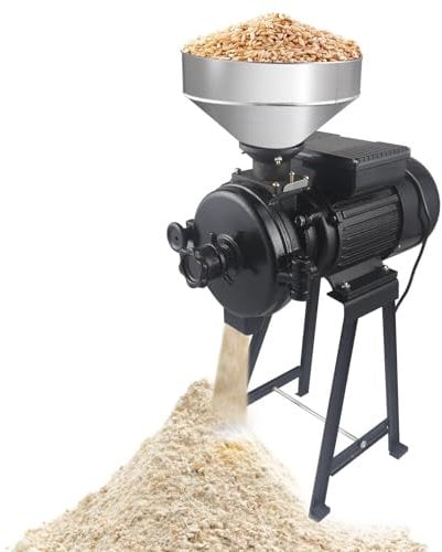 Electric Mill Grain Grinder, 1500W Wet Dry Cereals Corn Milling Machine, Heavy Duty Commercial Feed Flour Mill Rice Corn Grain Coffee Wheat Grinder with Funnel, Adjustable Thickness