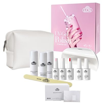 LCN Shellac Starter Set – Maniküre-Set für Einsteiger:innen mit UV-Nagellack und LED-Lampe – Vegan, tierversuchsfrei und HEMA-frei – 1 Set