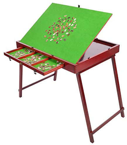 JAGAHAHA Folding Wooden Jigsaw Puzzle table with Storage Drawer - jigsaw board with Adjustable Angle, Relief for Back and Neck Pain - Ideal for Adult Puzzle Enthusiasts