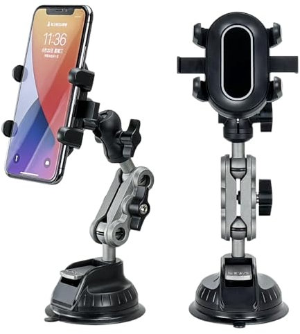 ZEVNRUO Car Phone Holder Mount Cradle 360° Rotation Angle Adjustable Suction Mobile Phone Stand Accessories for Cars Windshield Windscreen Compatible with iPhone Samsung Galaxy All 4.7''-7.0'' Phones