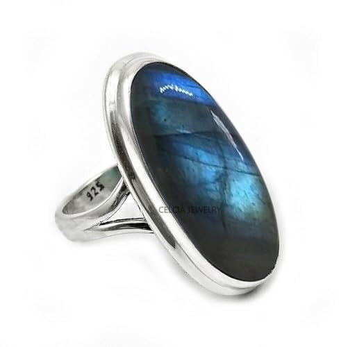 Large Oval Gemstone Unisex Handmade Jewelry, 925 Sterling Silver Tribal Ring, Engagement Gifts for Couples, Birthday Gifts for Men, Fathers Day Gifts, Promise Ring, Mens Gifts