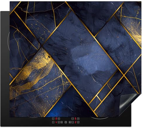 Kitchenyeah© Protezione Piano Induzione 60x52 cm Coperchio Piano Piastra Cottura Copri Fornelli Coprifornello Proteggi Tappetino Antigraffio Copripiano Cucina Cucina Oro - Blu - Aerei