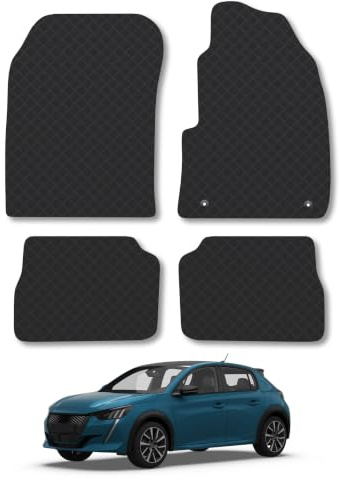Peugeot e-208 (2019+) 3mm Rubber Car Mats | Tailored Fit Durable Floor Mats Full Coverage Protection Waterproof Accessories Easy Clean Anti Slip Made in the UK