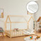 [en.casa] Kinderbett Hesel Hausbett mit Matratze 90 x 200 cm Holzoptik mit Rausfallschutz und Lattenrost Bodenbett Jugendbett Holzbett