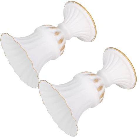 Yardenfun Jarrón Conmemorativo De Cementerio De Hierro Resistente, Maceta De Urna Base Estable Para Flores Artificiales, Decorativo Para Tumbas y Eventos, Paquete De 2 Unidades Blanco Detalles Dorados