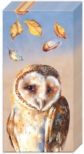 IHR Papiertaschentücher Eule Evie, 21 x 21 cm, 10 Stück, Taschentücher, Motivtaschentücher zum Dekorieren, Serviettentechnik