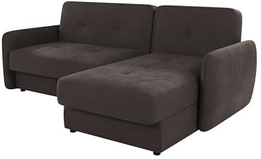 S-Style Möbel Eckcouch Sofa Ecksofa 232 x 147 x 83 cm Mit Schlaffunktion Zwei Bettkasten Verstellbare Rückenlehnen Mikrofaser L Form Rechts Freistehend Monte Braun Khaki