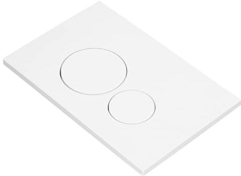 Qukaim Pannello del serbatoio dell'acqua del WC, pannello del serbatoio dell'acqua del WC, pannello doppio di scarico in ABS bianco con pulsante rotondo quadrato e colonne nascoste, compatibile con la