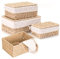 Paniers de rangement en rotin tressé Peelanmall, 3 pièces avec couvercle, bohème, beige, rectangulaire, pour salon, salle de bain, cuisine