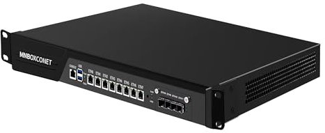 MNBOXCONET 1U Rackmount Server 19'' Firewall Router Appliance Core i7-7700, 4 x 10GBE B250 Network Cabinet 8 x 2.5 Gigabit LAN Console OPNsense, VPN, VGA, USB 3.0, GPIO, DDR4 32GB RAM 512GB SSD