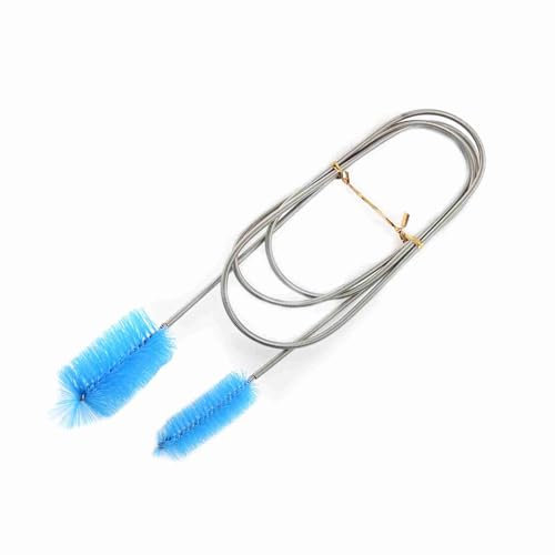 ZenithAur Reinigungsbürste für Aquarien, Blauer Doppelfeder-Wasserrohrschrubber, Flexible Aquariumbürste (Blau)