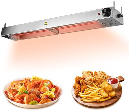 YAOYAOO Wärmebrücke Essen, Edelstahl Wärmelampe Küche Gastro, Kommerzielle Wärmebrücke Gastronomie für Speisen, Hängende Speisenwärmer Lampe für Küche, Buffets (90cm)