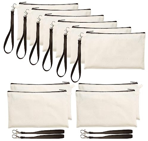 Giwnhvx 10er-Pack Make-Up-, Sublimations-Bleistifttaschen mit Armband für Heimwerker, Basteln, Reißverschluss-Bleistifttaschen, 21 X 13 cm