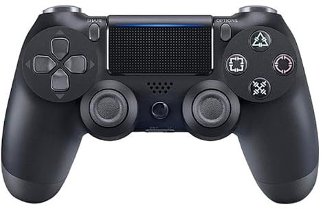1 Bluetooth Wireless Controller kompatibel mit PS4 / PS3 / PC/Mobile - Wireless Controller mit Vibration, 6-Achsen-Erkennungsfunktion, Touchpanel, Kopfhörerbuchse, inkl. Ladekabel - Schwarz (Schwarz)
