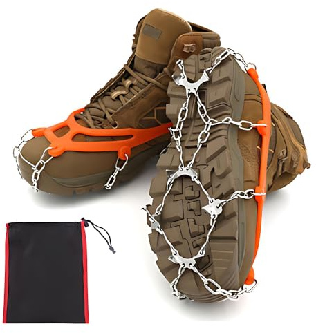 TONGIHS Ice Cleats, Crampons for Hiking Boots, Crampons Ice Spikes, for Winter Outdoor Hiking, Walking, Jogging, Climbing, Hiking, Fishing and Walking