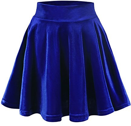 Urban GoCo Donna Vintage Svasata Mini Gonna da Pattinatrice Versatile Elastica di Velluto Gonna Blu Reale S
