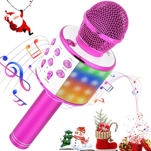 MOOKLIN ROAM Drahtloses Bluetooth Karaoke Mikrofon für Kinder, Tragbarer 4-in-1 Karaoke Maschinenlautsprecher, Heim KTV Player mit Aufnahmefunktion, Kompatibel mit Android iOS und PC (pink)