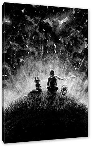 Pixxprint Ölgemälde Der kleine Prinz, Monochrome, Größe: 100x70cm, Leinwandbild, fertig gespannt, Wandbild, Dekoration, Kunstdruck, kein Poster