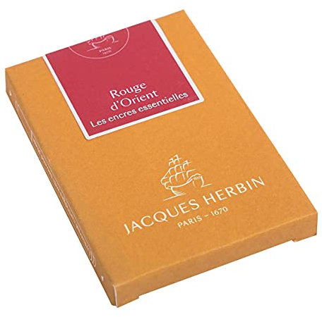 J.Herbin 11069JT - Packung mit 7 großen Tintenpatronen Essentielles, internationale Größe 1,35ml, ideal für Füllfederhalter und Tintenroller, Rot, 1 Pack