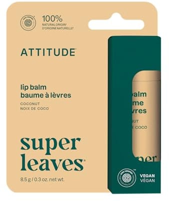 ATTITUDE Plastic-free Lip Balm, EWG Verified Plant- and Mineral-Based Ingredients, Vegan, Coconut, 8.5 g