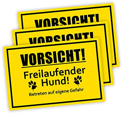 3 Stück XXL Vorsicht! freilaufender Hund Schild 30 x 40 cm aus stabiler PVC Hartschaumplatte 5mm Achtung vor dem Hund Schild mit UV-Schutz von STROBO