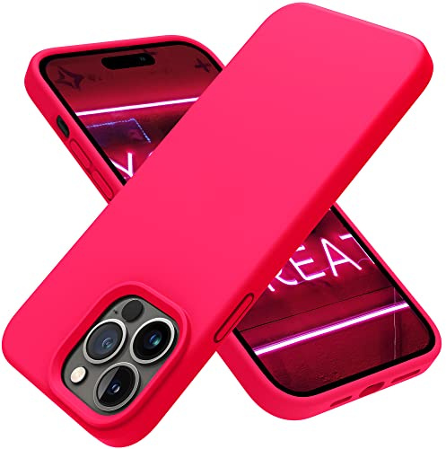 OTOFLY Designed for iPhone 14 Pro Max Case, Silicone Shockproof Slim Thin Phone Case for iPhone 14 Pro Max 6.7 inch (Neon Pink)