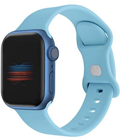 Cinturino compatibile con Apple Watch, cinturino di ricambio sportivo compatibile con iWatch serie 7 6 5 4 3 2 1 SE, Azzurro, 42mm/44mm/45mm, Sport