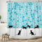 Ttincceer 180x200cm Schwarze Katze Duschvorhang Niedliche Tier Kätzchen Silhouette Duschvorhang Set Blau Mosaik Lustige Haustier Bad Vorhang Wasserdicht Badewanne Vorhang