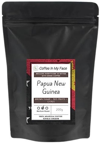 Coffee In My Face - Papua New Guinea | Coarse Ground Coffee For Cafetieres/French Press | Medium Roast | Single Origin | 100% Arabica Coffee - 200g