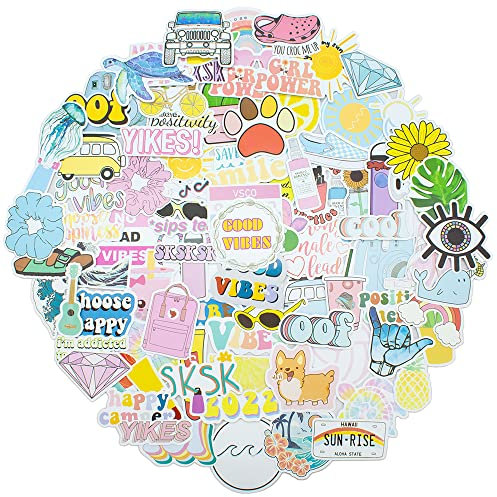 CIOUYAOS 100pcs Stickers for DIY Laptop, Scrapbook, Bike,Guitar, Skateboard, Water Bottle, Cute Aesthetic Vinyl Waterproof Journal Sticker Pack for Teen Boy Girls Adults Kids (Ins Style)